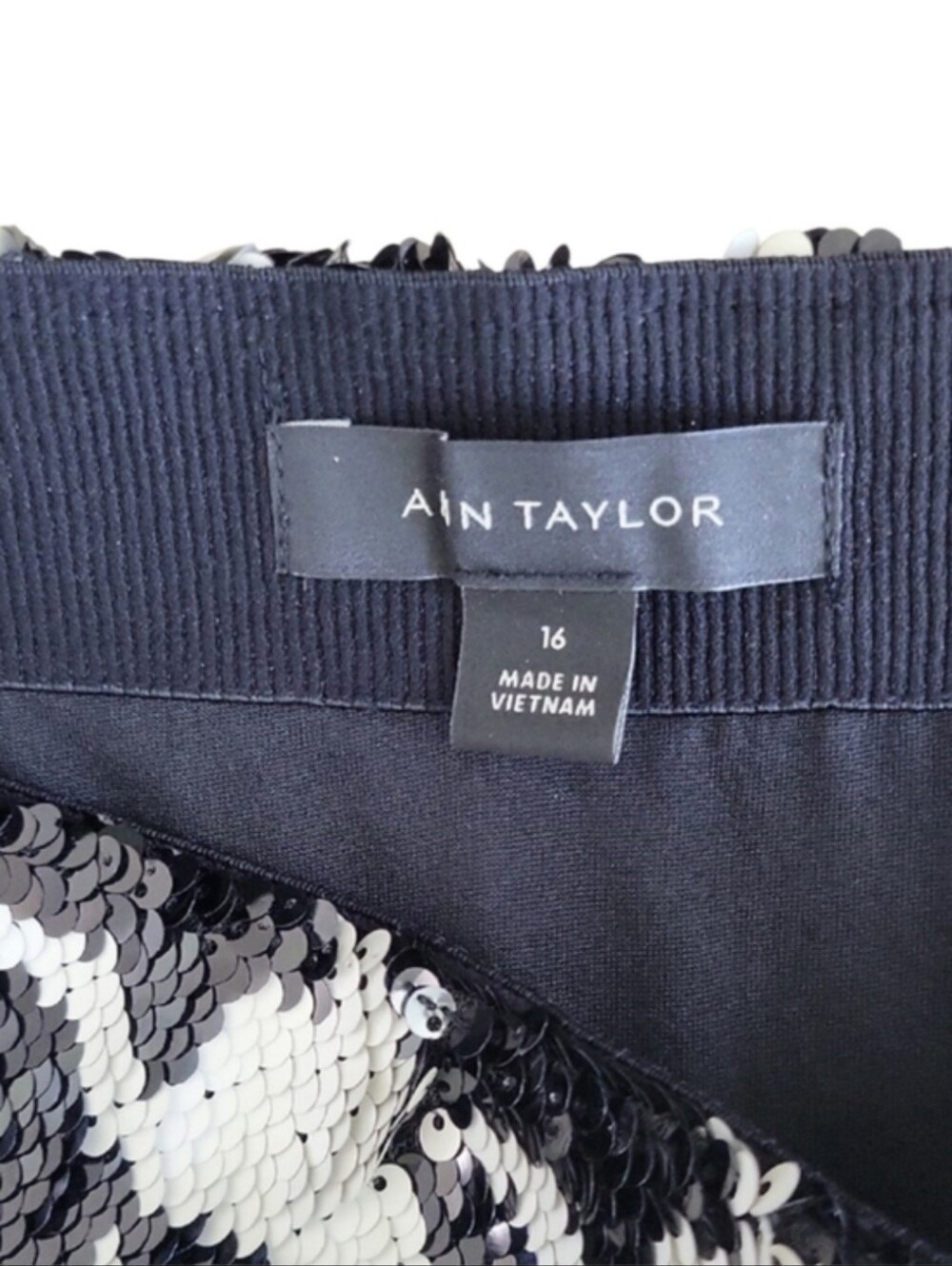 Ann Taylor Black White Houndstooth Sequin Pencil Skirt Size 16 - Picture 8 of 14